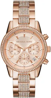 Michael Kors Ritz Chronograph Ladies MK6485 37mm Rose Gold PVD Golden