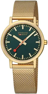 Mondaine Classic A660.30314.60SBM Yellow gold and PVD Green