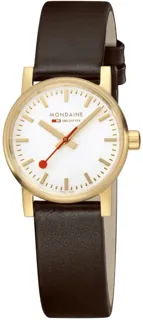 Mondaine Evo2 Brown Vegan Grape Leather MSE.30112.LGV 30mm Yellow Gold PVD White