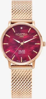 Roamer Valais Red MOP Ladies 989847 46 60 05 Rose Gold PVD Red