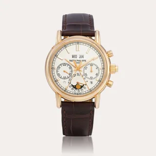 Patek Philippe Perpetual Calendar Split-Seconds Chronograph 5204 18k rose gold Silver