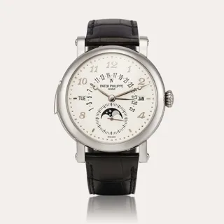 Patek Philippe Minute Repeater Perpetual Calendar 5213 18k white gold Silver