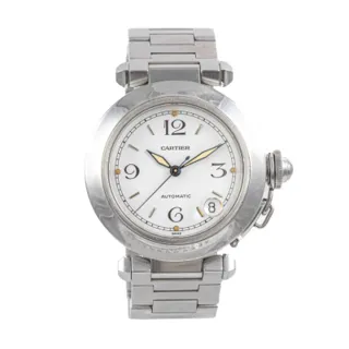 Cartier Pasha C 2324 Stainless steel White