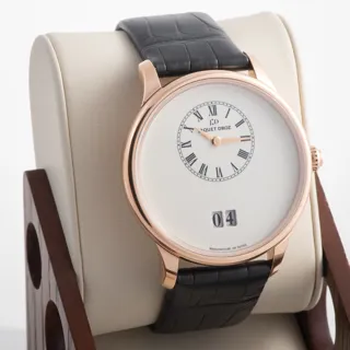 Jaquet Droz Petite Heure J016933200 18kt Rose Gold White and Beige