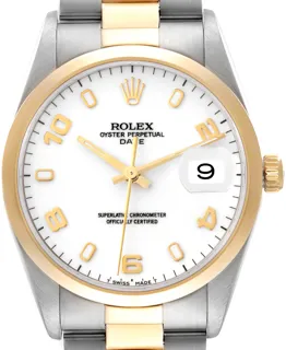 Rolex Oyster Perpetual Date 15203 Stainless steel and 18k yellow gold White