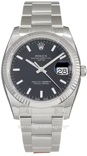 Rolex Oyster Perpetual Date 115234-0002 White gold and Stainless steel Black