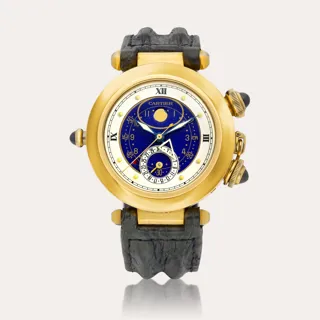 Cartier Pasha 30011 18k yellow gold Blue and White