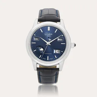 Glashütte Senator Perpetual Calendar 39-50-08-15-04 Platinum Blue