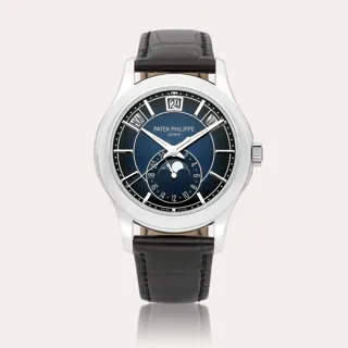 Patek Philippe Annual Calendar 5205 18k white gold Blue