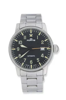 Fortis Flieger 595.10.46.1 Stainless steel Black