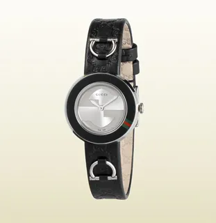 Gucci U-Play Collection Small Version stainless steel$black leather Silver