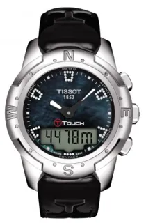 Tissot T-Touch II Ladies Black MOP Diamonds Titanium Black