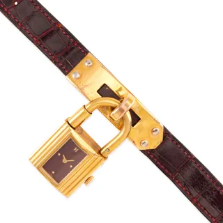 Hermès Kelly Stainless steel and Gold-plated Burgundy