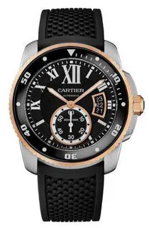 Cartier Calibre de Cartier W7100055 Rose gold and Stainless steel Black