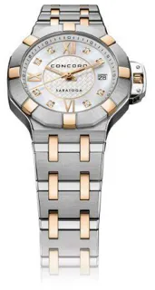 Concord Saratoga 28mm 18K 5N rose gold$stainless steel White