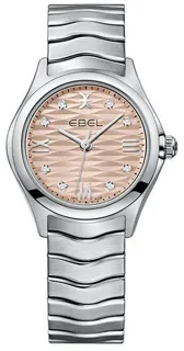 Ebel Wave Quartz Diamond Pink Dial Ladies Watch Stainless steel Pink