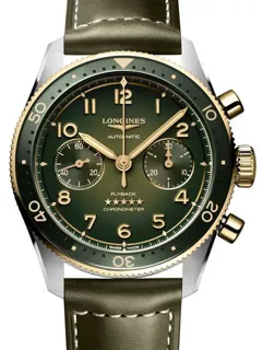 Longines Spirit L3.821.5.53.2 42mm Yellow gold and Stainless steel Green