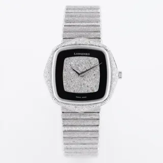 Longines 074157601 18k white gold Pavé diamond$Onyx