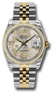 Rolex Datejust 116243SFAJ Stainless steel and 18k yellow gold Silver Floral