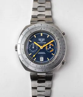 Heuer Calculator 110.633 Stainless steel Blue