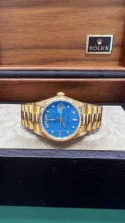 Rolex Day-Date 36 18038-001 Yellow gold Blue