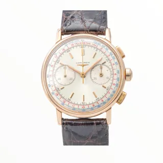 Longines Flyback Chronograph 7414 36mm 18k rose gold White