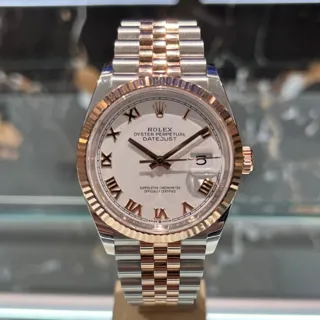 Rolex Datejust 36 126231-0015 Rose gold and Stainless steel White