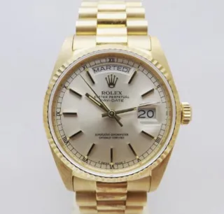 Rolex Day-Date 36 18038-05 Yellow gold Silver