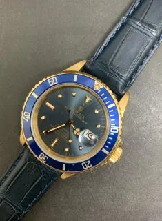 Rolex Submariner Date 16808 Blue Nipple dial Yellow gold Blue