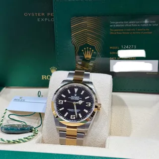 Rolex Explorer 124273 Yellow gold and Stainless steel Black