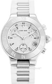 Cartier 21 Chronoscaph W10197U2 31.71mm Stainless steel White