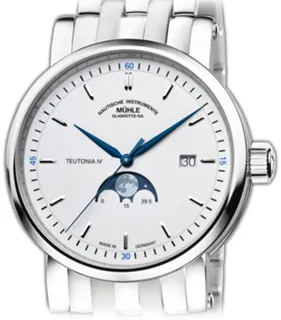 Mühle Glashütte Teutonia IV Moonphase Stainless steel White