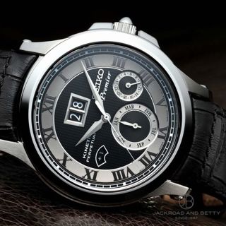 Seiko Premier Kinetic Perpetual SNP049P1 Stainless steel Black