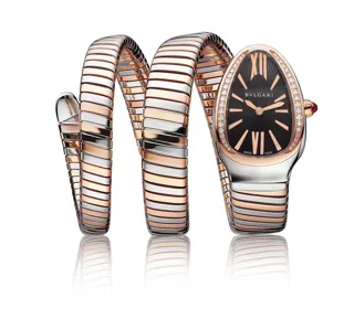 Bulgari Serpenti SP35SPG Stainless steel and 18k rose gold Black