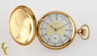 Elgin Antique Mini Hunter Yellow gold White