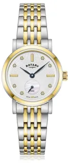 Rotary Ladies Rotary Dress Two Tone Quartz Watch 27mm two-tone PVD stainless steel White