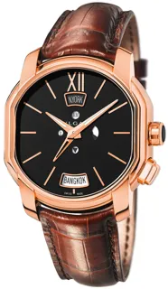 Bulgari Hora Domvs Dual Time Zone 102337 18k rose gold Black