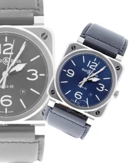 Bell & Ross BR039 BR0392-BLUE-ST/SCA 42mm Stainless steel sunshine blue