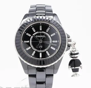 Chanel Mademoiselle J12 H6479 high-strength black ceramic$18K white gold Black