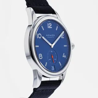 NOMOS Club Automat 777 Stainless steel signal blue