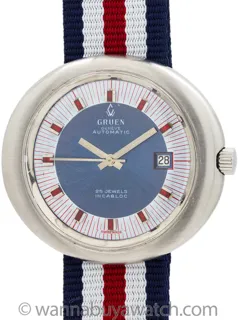 Gruen Automatic 383 Stainless steel metallic blue$white$silver$red