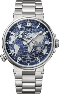 Breguet Marine Hora Mundi 5557bb/ys/bw0 43.9mm 18kt White Gold Blue