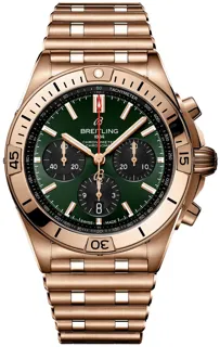 Breitling Chronomat B01 RB0134101L1R1 42mm 18kt Rose Gold Green