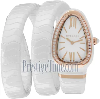 Bulgari Serpenti Spiga 102886 35mm Ceramic White