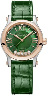 Chopard Happy Sport 278573-6032 Stainless Steel$18k Rose Gold Green