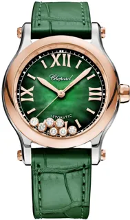 Chopard Happy Sport 278578-6002 18kt rose gold$Stainless Steel Green Mother of Pearl