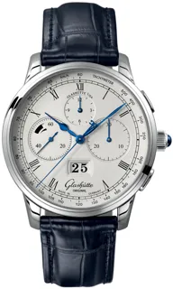 Glashütte Senator Chronograph Panorama Date 1-37-01-02-03-30 Platinum Silver