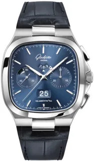 Glashütte Seventies Chronograph Panorama Date 1-37-02-08-02-61 Stainless steel Blue