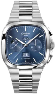 Glashütte Seventies Chronograph Panorama Date 1-37-02-08-02-70 Stainless steel Blue