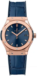 Hublot Classic Fusion Quartz 581.OX.7180.LR 18kt Rose Gold Blue